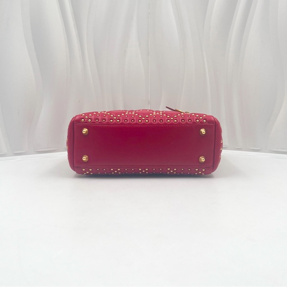 DIOR Lady Dior Medium Bag Red Lambskin with Gold Studs - Picture 8 of 15